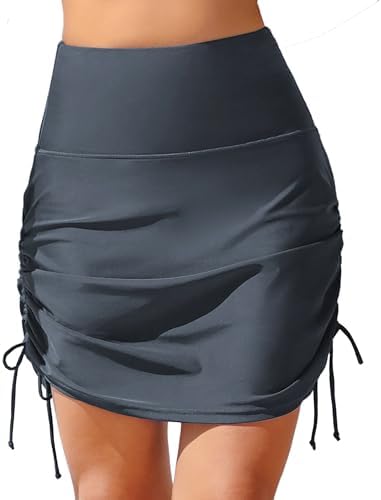 Solid Skirted Bathing Suit Bottoms for Women