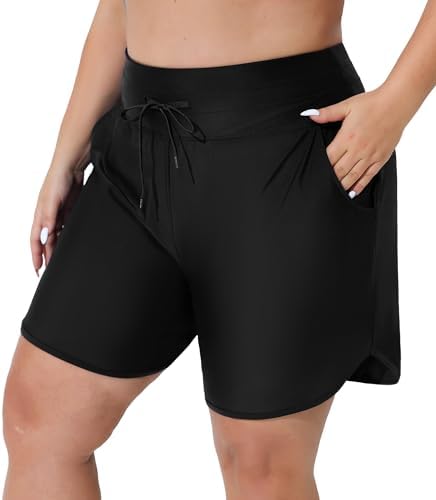 Womens Swim Shorts High Waist Sport Board Shorts